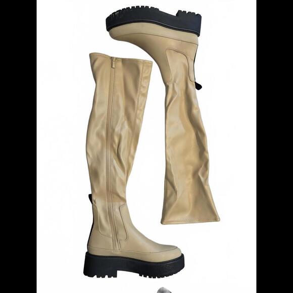 DISCOUNT SHIPPING NEW Franco Sarto Janna Stylish Chunky Knee-High Boots size 6 - Picture 1 of 7